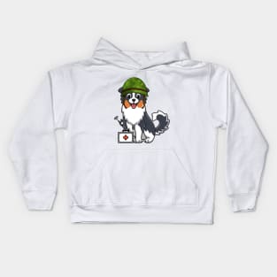 First aid military collie dog Kids Hoodie